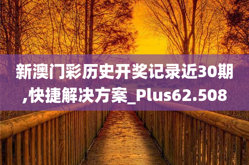 新澳门彩历史开奖记录近30期,快捷解决方案_Plus62.508