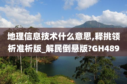 地理信息技术什么意思,释挑领析准析版_解民倒悬版?GH489