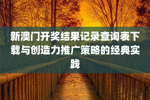 新澳门开奖结果记录查询表下载与创造力推广策略的经典实践