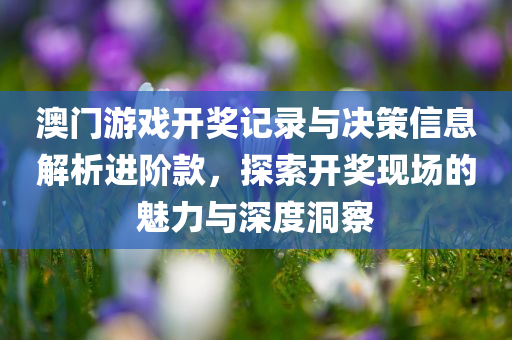 澳门游戏开奖记录与决策信息解析进阶款，探索开奖现场的魅力与深度洞察