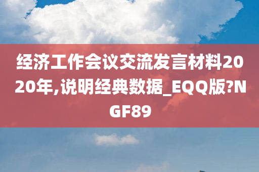 经济工作会议交流发言材料2020年,说明经典数据_EQQ版?NGF89