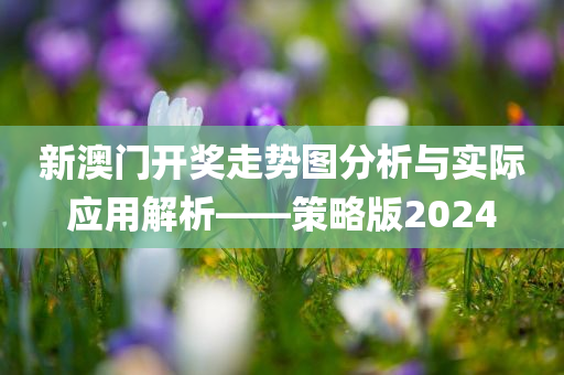 新澳门开奖走势图分析与实际应用解析——策略版2024