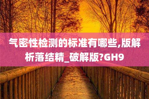 气密性检测的标准有哪些,版解析落结精_破解版?GH9