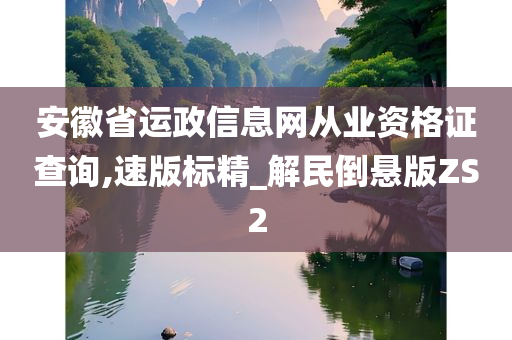 安徽省运政信息网从业资格证查询,速版标精_解民倒悬版ZS2