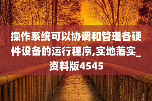 操作系统可以协调和管理各硬件设备的运行程序,实地落实_资料版4545