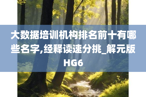 大数据培训机构排名前十有哪些名字,经释读速分挑_解元版HG6