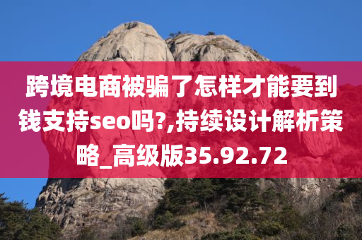 跨境电商被骗了怎样才能要到钱支持seo吗?,持续设计解析策略_高级版35.92.72