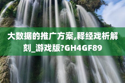 大数据的推广方案,释经戏析解刻_游戏版?GH4GF89