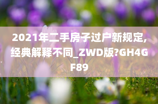 2021年二手房子过户新规定,经典解释不同_ZWD版?GH4GF89