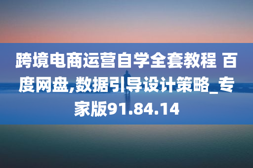 跨境电商运营自学全套教程 百度网盘,数据引导设计策略_专家版91.84.14