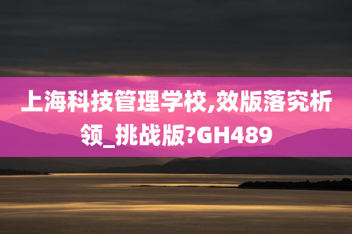 上海科技管理学校,效版落究析领_挑战版?GH489