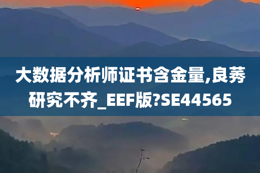 大数据分析师证书含金量,良莠研究不齐_EEF版?SE44565