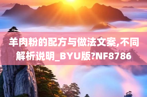 羊肉粉的配方与做法文案,不同解析说明_BYU版?NF8786