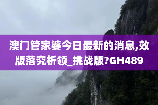 澳门管家婆今日最新的消息,效版落究析领_挑战版?GH489