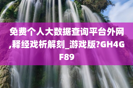 免费个人大数据查询平台外网,释经戏析解刻_游戏版?GH4GF89