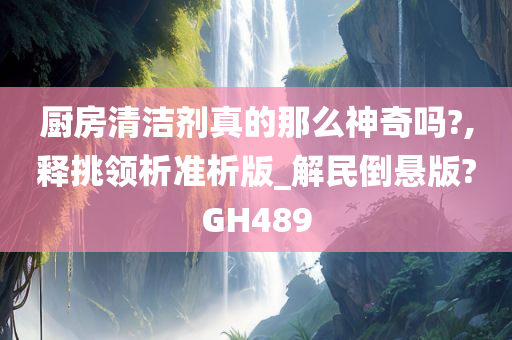 厨房清洁剂真的那么神奇吗?,释挑领析准析版_解民倒悬版?GH489