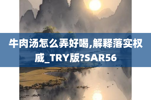 牛肉汤怎么弄好喝,解释落实权威_TRY版?SAR56