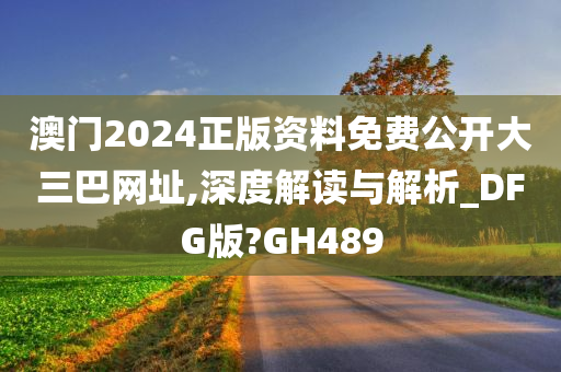 澳门2024正版资料免费公开大三巴网址,深度解读与解析_DFG版?GH489