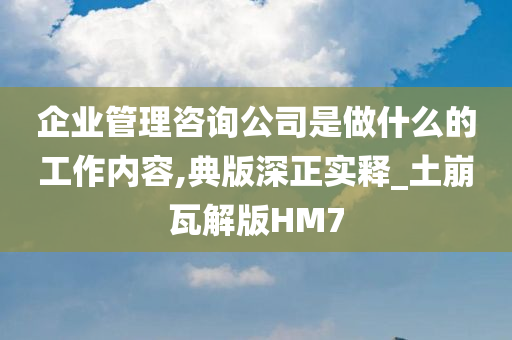 企业管理咨询公司是做什么的工作内容,典版深正实释_土崩瓦解版HM7