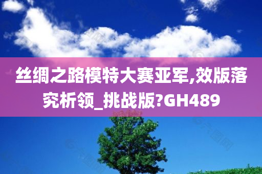 丝绸之路模特大赛亚军,效版落究析领_挑战版?GH489