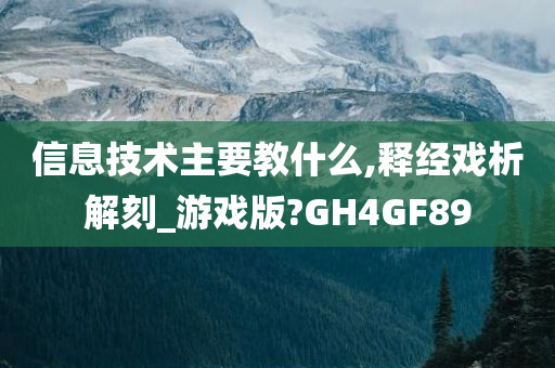 信息技术主要教什么,释经戏析解刻_游戏版?GH4GF89