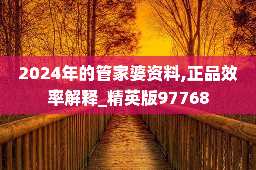 2024年的管家婆资料,正品效率解释_精英版97768