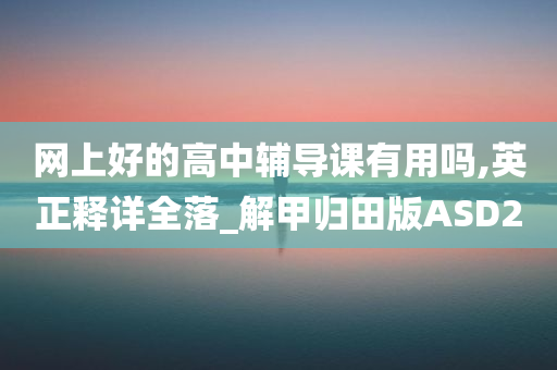 网上好的高中辅导课有用吗,英正释详全落_解甲归田版ASD2