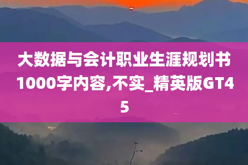 大数据与会计职业生涯规划书1000字内容,不实_精英版GT45