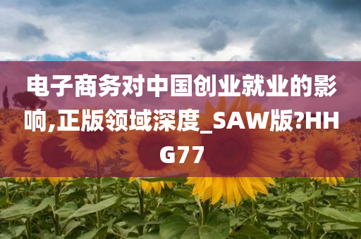 电子商务对中国创业就业的影响,正版领域深度_SAW版?HHG77