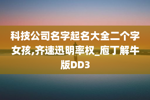 科技公司名字起名大全二个字女孩,齐速迅明率权_庖丁解牛版DD3