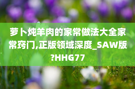 萝卜炖羊肉的家常做法大全家常窍门,正版领域深度_SAW版?HHG77