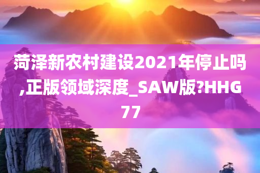 菏泽新农村建设2021年停止吗,正版领域深度_SAW版?HHG77