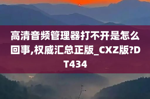 高清音频管理器打不开是怎么回事,权威汇总正版_CXZ版?DT434