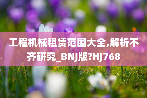 工程机械租赁范围大全,解析不齐研究_BNJ版?HJ768