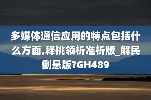 多媒体通信应用的特点包括什么方面,释挑领析准析版_解民倒悬版?GH489