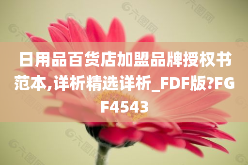 日用品百货店加盟品牌授权书范本,详析精选详析_FDF版?FGF4543