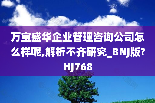 万宝盛华企业管理咨询公司怎么样呢,解析不齐研究_BNJ版?HJ768