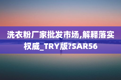 洗衣粉厂家批发市场,解释落实权威_TRY版?SAR56