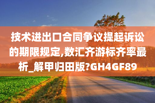 技术进出口合同争议提起诉讼的期限规定,数汇齐游标齐率最析_解甲归田版?GH4GF89