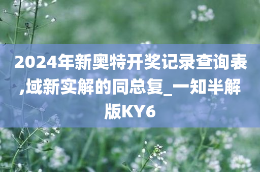 2024年新奥特开奖记录查询表,域新实解的同总复_一知半解版KY6