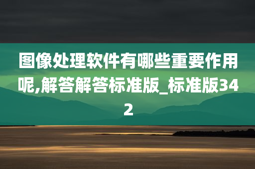 图像处理软件有哪些重要作用呢,解答解答标准版_标准版342