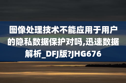 图像处理技术不能应用于用户的隐私数据保护对吗,迅速数据解析_DFJ版?JHG676