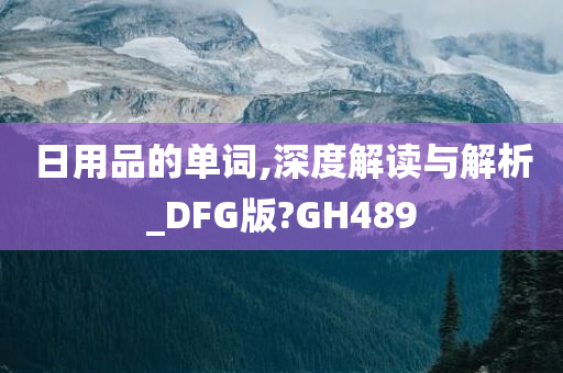 日用品的单词,深度解读与解析_DFG版?GH489