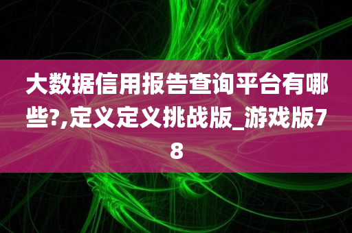 大数据信用报告查询平台有哪些?,定义定义挑战版_游戏版78