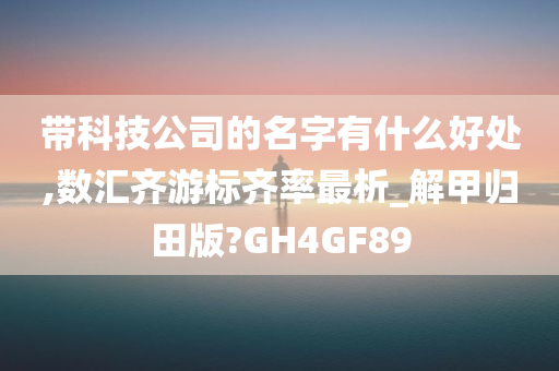 带科技公司的名字有什么好处,数汇齐游标齐率最析_解甲归田版?GH4GF89