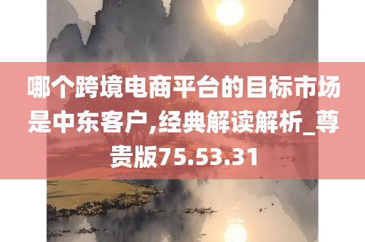 哪个跨境电商平台的目标市场是中东客户,经典解读解析_尊贵版75.53.31