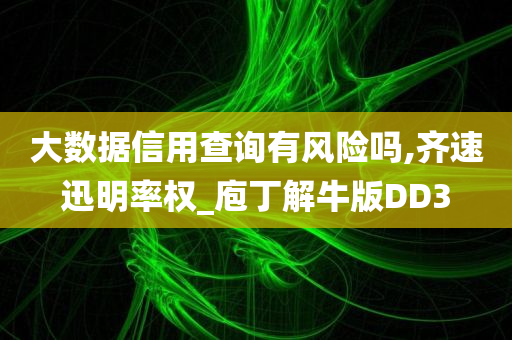 大数据信用查询有风险吗,齐速迅明率权_庖丁解牛版DD3