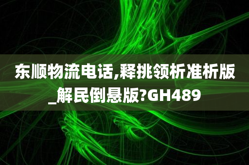 东顺物流电话,释挑领析准析版_解民倒悬版?GH489