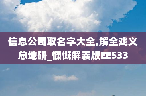 信息公司取名字大全,解全戏义总地研_慷慨解囊版EE533