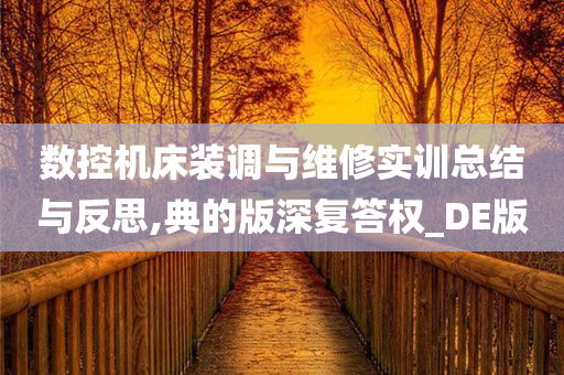 数控机床装调与维修实训总结与反思,典的版深复答权_DE版